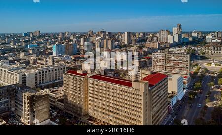 Mozambique, Maputo, vue aérienne du centre-ville de Baixa de Maputo Banque D'Images