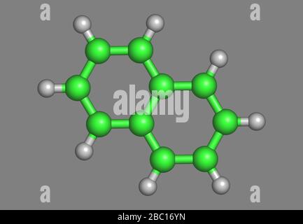 Naphtaline, modèle moléculaire avec atomes Banque D'Images