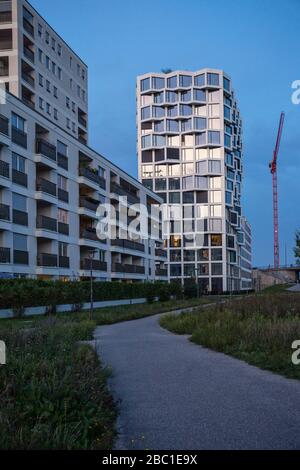 Bâtiment résidentiel moderne de grande taille à Munich, Allemagne Banque D'Images