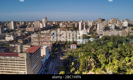 Mozambique, Maputo, vue aérienne du centre-ville de Baixa de Maputo Banque D'Images