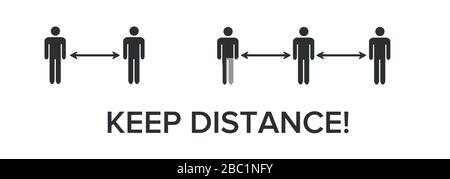 Tenez-vous à distance des foules ou de l'autre icône. Signe de distanciation sociale, peut être utilisé pendant le coronavirus covid19 VECTEUR de prévention de l'éclosion EPS 10 Illustration de Vecteur