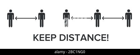 Tenez-vous à distance des foules ou de l'autre icône. Signe de distanciation sociale, peut être utilisé pendant le coronavirus covid19 VECTEUR de prévention de l'éclosion EPS 10 Illustration de Vecteur
