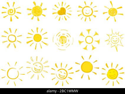 Icônes Sun dessinées Illustration de Vecteur