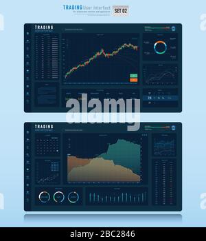 Elément de conception d'interface utilisateur de négociation pour le moniteur écran large, le concept de placement et de négociation de devises, l'interface utilisateur pour l'application, avec STA Illustration de Vecteur