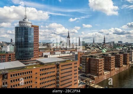 Vue sur le quartier historique des entrepôts de Hambourg Banque D'Images