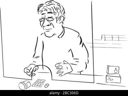 le pharmacien vend des médicaments Illustration de Vecteur