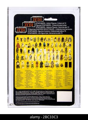 1983 Palitioy Vintage Star Wars Retour du Jedi Tri-logo Carded Darth Vader action Figure MOC AFA 80 près de Mint Banque D'Images