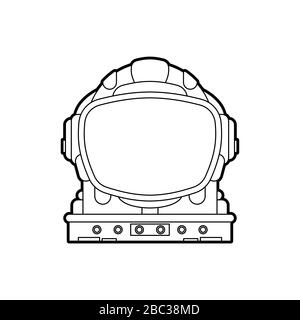 Casque astronaute style linéaire. casque spaceman. Illustration vectorielle Illustration de Vecteur