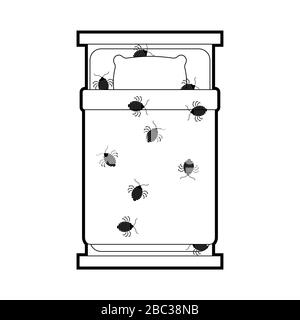 Punaises dans le lit. Illustration vectorielle d'insectes de chinch Illustration de Vecteur