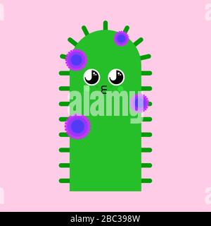 Cactus mignon kawaii isolé. Drôle de style dessin animé peyote. Personnage pour enfants. Style enfant. Illustration de Vecteur