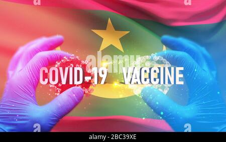 Un vaccin COVID-19 est un vaccin hypothétique contre la maladie du coronavirus COVID-19 sur le drapeau mauritanien Banque D'Images