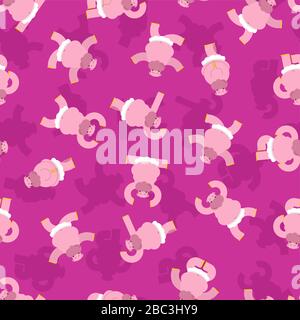 Motif hippo ballerina sans couture. Fond de ballet hippopotamus. Vache de mer en danse tutu de ballet. Texture de tissu de bébé. Ornementation vectorielle Illustration de Vecteur