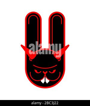 Diable lapin. Lièvre en colère. Lapin fou. Animal fou. Illustration vectorielle Illustration de Vecteur
