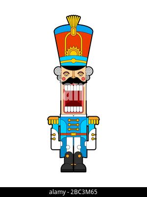 Soldat rétro Nutcracker. Bois Guardsman. Jouet Hussar. Illustration vectorielle Illustration de Vecteur