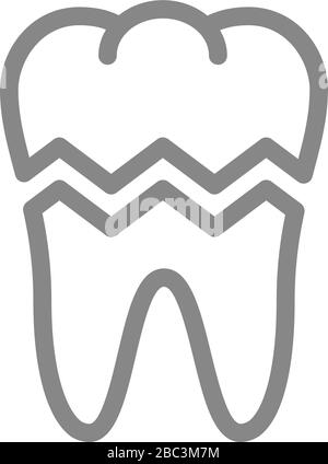 Icône de ligne de dent cassée. Organe endommagé, douleur aiguë, symbole de rejet de greffe Illustration de Vecteur
