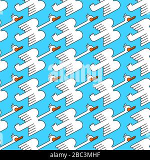 Motif de vol d'oie blanche sans couture. Canards oiseau de passage fond. Ornementation vectorielle. Texture du tissu pour bébé Illustration de Vecteur