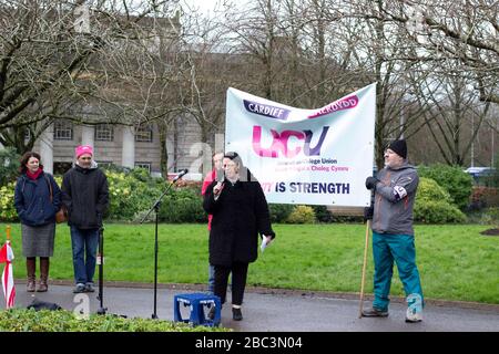 CARDIFF, ROYAUME-UNI. 5 MARS 2020. Université de Cardiff Stike organisée par l'UCU de Cardiff, la voix représentative pour les études et les études Banque D'Images