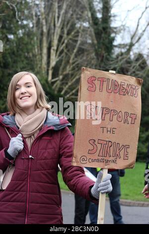 CARDIFF, ROYAUME-UNI. 5 MARS 2020. Université de Cardiff Stike organisée par l'UCU de Cardiff, la voix représentative pour les études et les études Banque D'Images