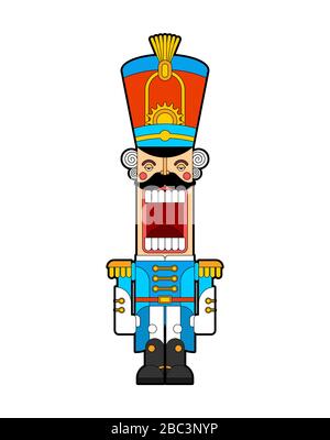 Soldat rétro Nutcracker. Bois Guardsman. Jouet Hussar. Illustration vectorielle Illustration de Vecteur