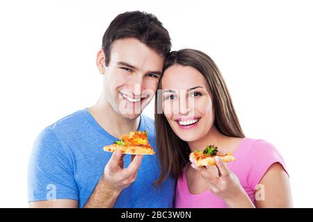Jeune couple sur fond blanc Banque D'Images