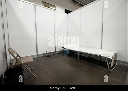 Secaucus, NJ, États-Unis. 2 avril 2020. 2 avril 2020 - Secaucus, NJ, États-Unis: Field Medical Station au Meadowlands exposition Center. Crédit: Michael Brochstein/ZUMA Wire/Alay Live News Banque D'Images