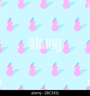 Motif bonhomme de neige de Noël tendance sans couture. Fond de couleur pastel d'hiver. Noël décoration backgrop. Illustration vectorielle du concept de nouvelle année de conception. Illustration de Vecteur