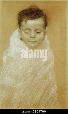 Gustav Klimt - Portrait du fils mort de l'artiste - Otto Zimmermann DLC Vienne. Banque D'Images