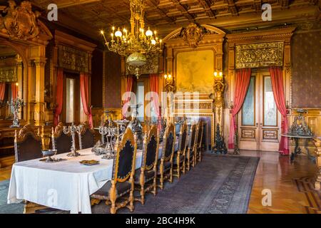 Chambre intérieure décorée au château de Chapultepec, aujourd'hui Musée National d'Histoire de Mexico, où se trouvent autrefois l'empereur Maximilian I et les présidents mexicains. Banque D'Images