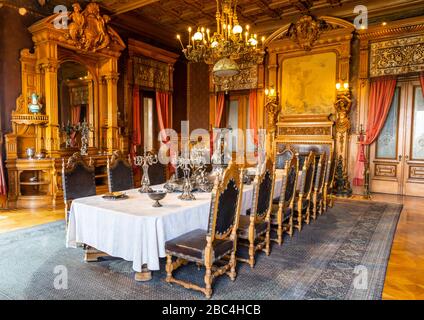 Chambre intérieure décorée au château de Chapultepec, aujourd'hui Musée National d'Histoire de Mexico, où se trouvent autrefois l'empereur Maximilian I et les présidents mexicains. Banque D'Images