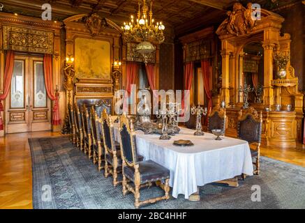 Chambre intérieure décorée au château de Chapultepec, aujourd'hui Musée National d'Histoire de Mexico, où se trouvent autrefois l'empereur Maximilian I et les présidents mexicains. Banque D'Images