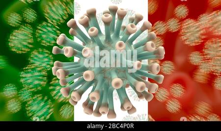 Drapeau mexicain avec Coronavirus COVID-19 virus pandémique illustration 3-3. Banque D'Images