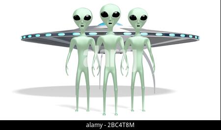 Extraterrestres et vaisseaux spatiaux - rendu tridimensionnel Banque D'Images