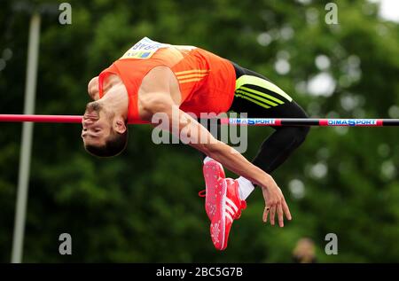 Robbie Grabarz, de Grande-Bretagne, pendant le saut en hauteur pour Homme Banque D'Images