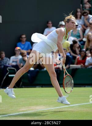 Kateryna Bondarenko, de l'Ukraine, en action contre Ana Ivanovic, de Serbie Banque D'Images