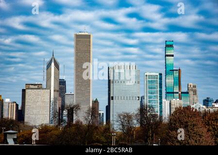 Vue sur le centre-ville de Chicago, la troisième ville la plus peuplée des États-Unis. Banque D'Images