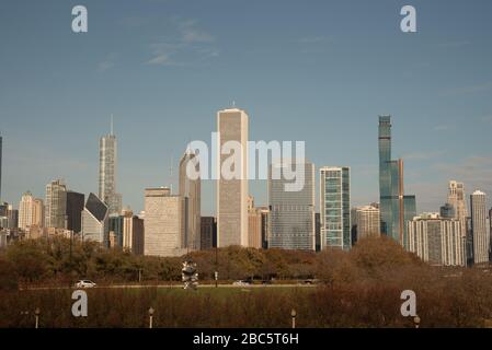 Vue sur le centre-ville de Chicago, la troisième ville la plus peuplée des États-Unis. Banque D'Images