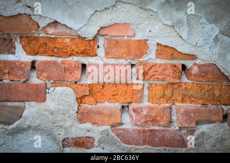 Conception de briques et mur en pierre - vue rapprochée dans les bâtiments historiques de Trieste Banque D'Images