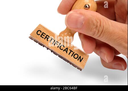 Imprimé le tampon de caoutchouc certification Banque D'Images