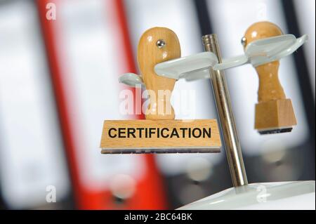 Imprimé le tampon de caoutchouc certification Banque D'Images
