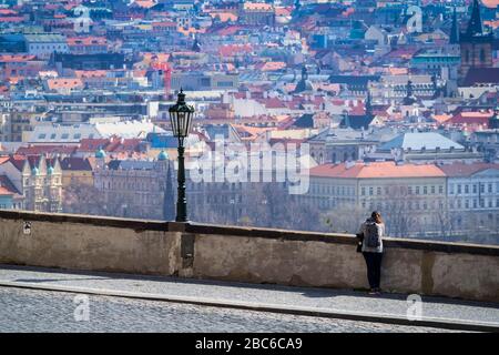 Place sans peuplement du Château de Prague, république tchèque, pendant le carême du Covid-19 Banque D'Images