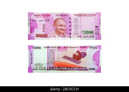 Monnaie indienne de 2000 roupies notes Banque D'Images