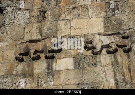 La porte des Lions (aussi la porte Saint-Étienne ou la porte de Sheep) est une porte située dans les murs de la vieille ville de Jérusalem. C'est l'une des sept portes ouvertes de la vieille ville Banque D'Images