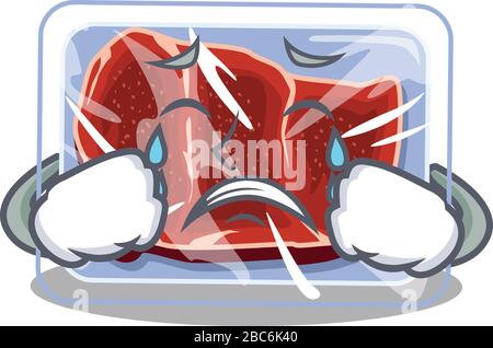 Motif personnage de dessin animé composé de bœuf congelé et d'un visage en forme de crayeuse Illustration de Vecteur