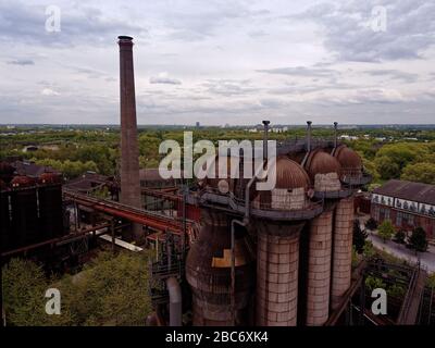 Vue depuis le haut fourneau du Landschaftspark Duisburg Nord, Allemagne Banque D'Images