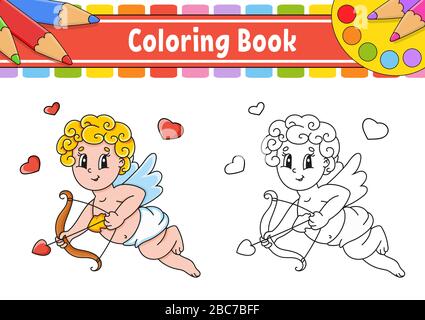 Livre de coloriage pour enfants. Ouvrir la boîte avec une bague en or. Personnage de dessin animé. Illustration vectorielle. Silhouette de contour noir. Isolé sur fond blanc. Illustration de Vecteur