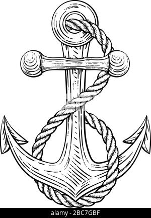 L'ancre de bateau ou navire Dessin Tatouage Illustration de Vecteur