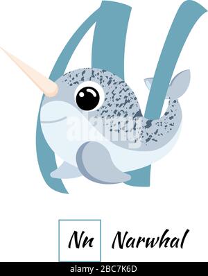 Image vectorielle lettre N de l'alphabet animal anglais mignonne Illustration de Vecteur