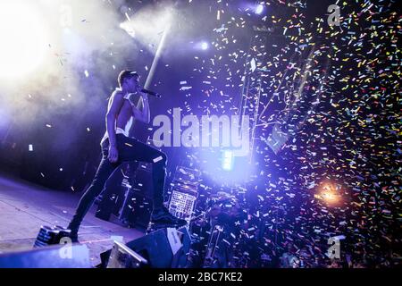 Skanderborg, Danemark. 08 août 2018. Le rappeur hollandais Lil' Kleine organise un concert en direct lors du festival de musique danois SmukFest 2018. (Crédit photo: Gonzales photo - Lasse Lagoni). Banque D'Images