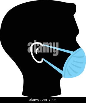 Masque respiratoire ou masque médical sur l'icône de vecteur plat du visage Illustration de Vecteur