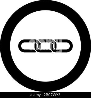 Maillons de chaîne icône de verrouillage en cercle noir rond illustration vectorielle style plat image simple Illustration de Vecteur